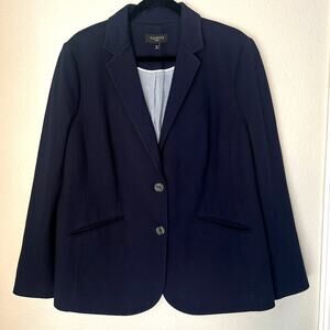 Talbots Navy Blue Aberdeen Cotton Blend Blazer, Preppy, Classic, Office, 16W